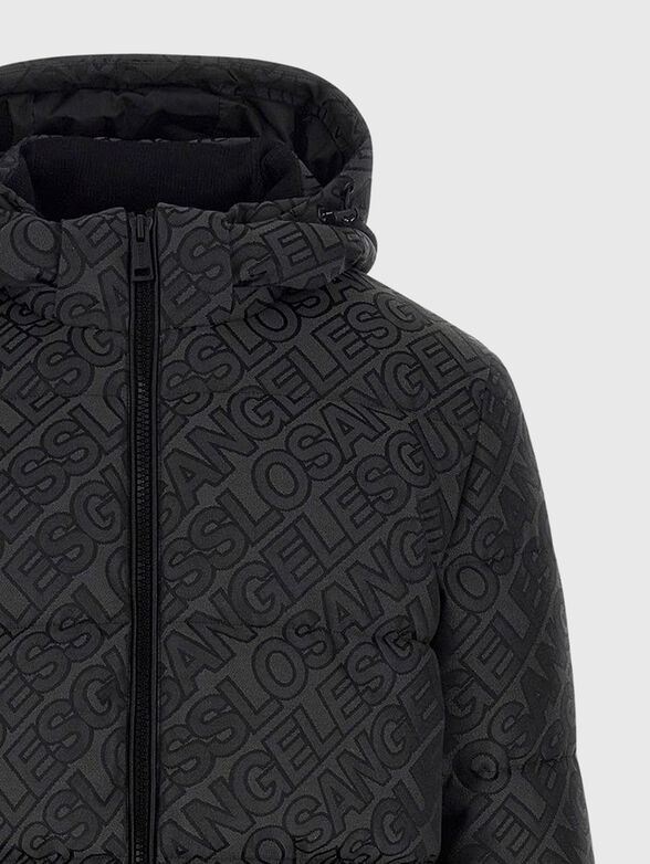 Padded jacket with hood and logo print - 2