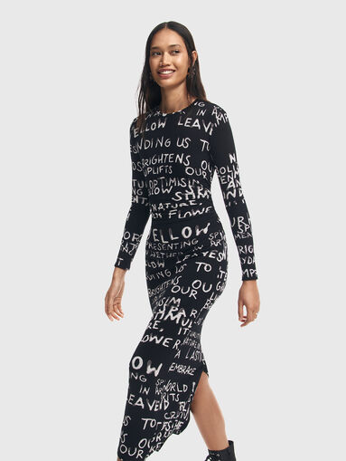 HESIAN slim dress with contrast lettering - 4