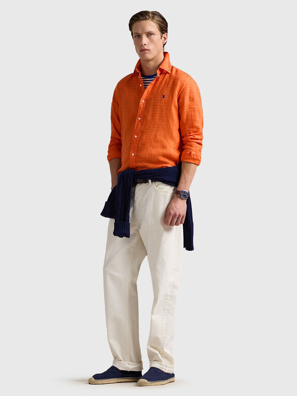 Linen shirt with embroidered logo - 2