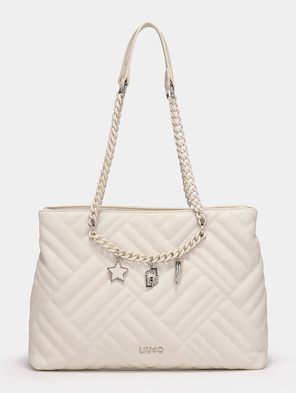 Bag with quilted effect and chain with logo charms - 1