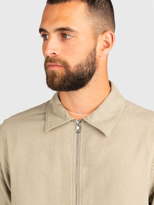 Linen and cotton collared jacket - 5
