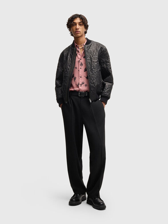 Leather bomber jacket with paisley pattern - 2