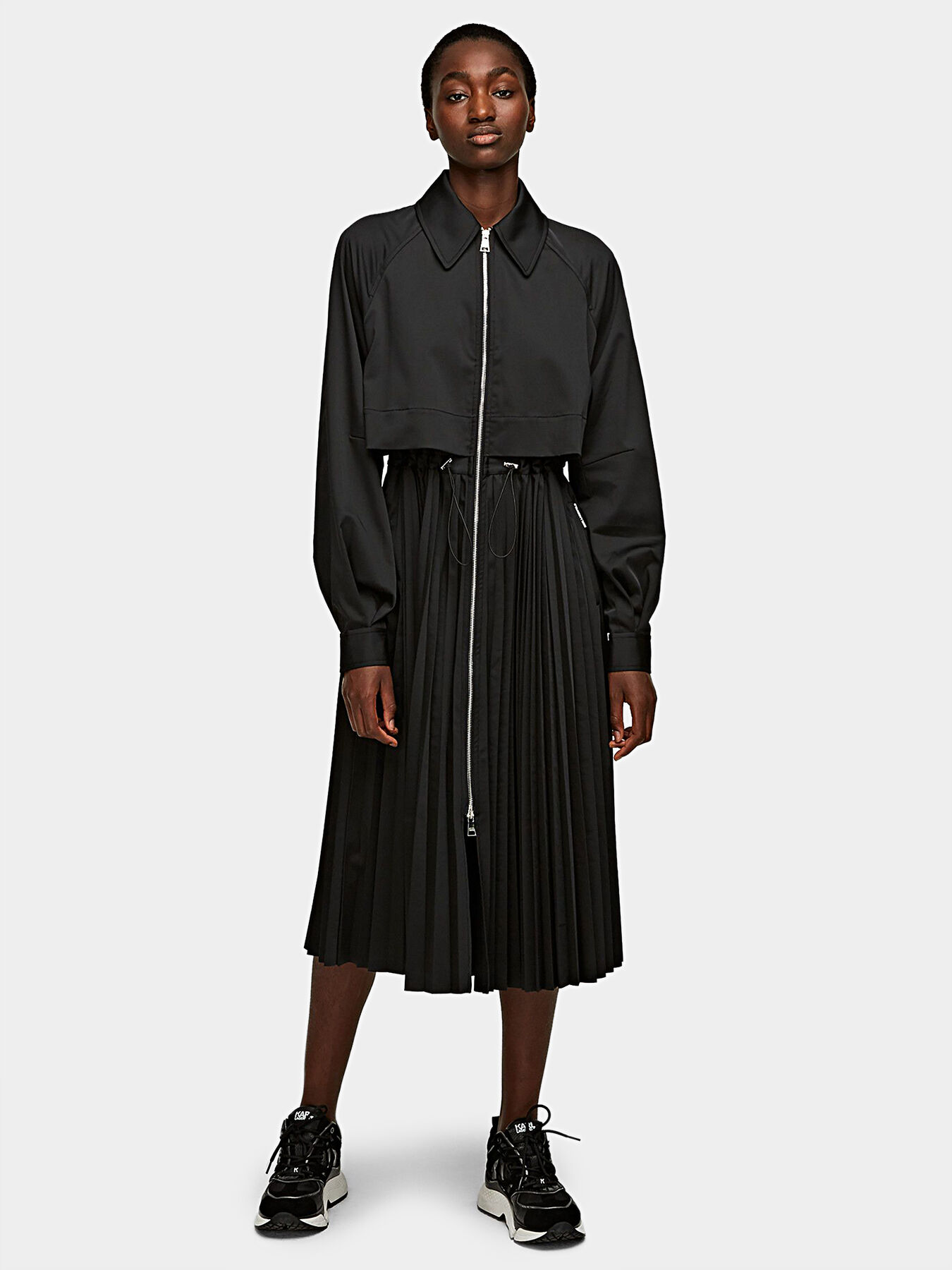 Black pleated coat new arrivals