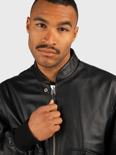 Leather bomber jacket - 4