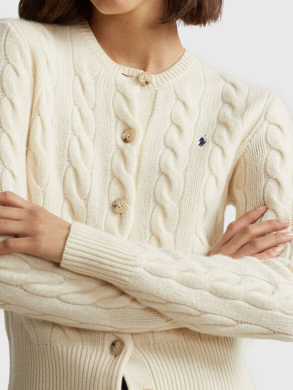 Knitted cardigan in wool blend with logo embroidery - 4