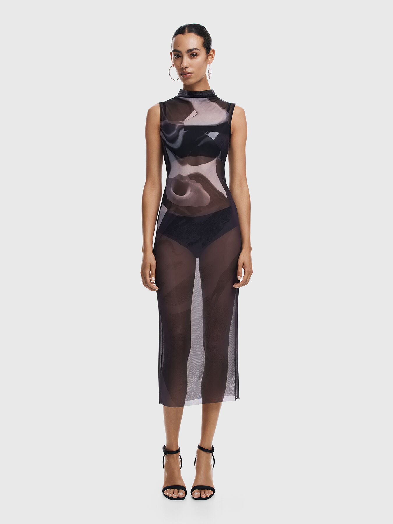 LINCOLN black dress with print brand DESIGUAL