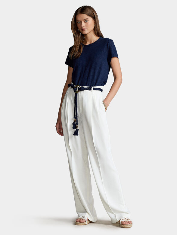 Dark blue linen T-shirt - 2