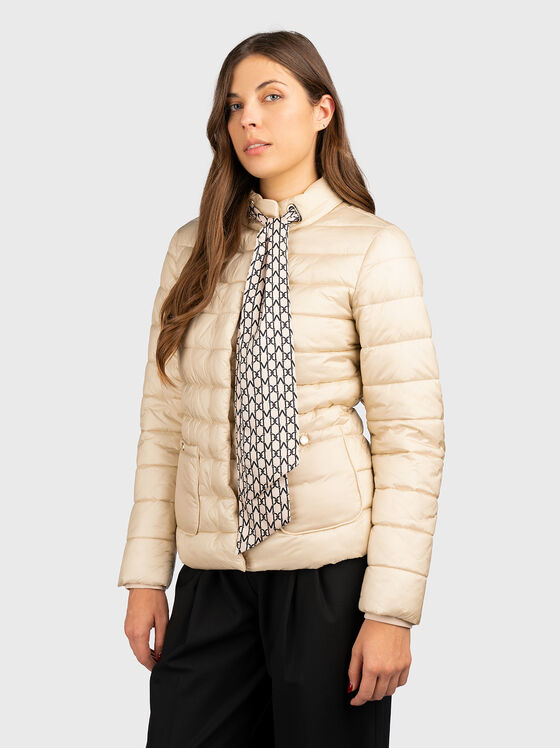 Капитонирано яке AVERY в бежов цвят с шал  - 1