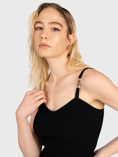 Ribbed stretch viscose cropped tank top - 4