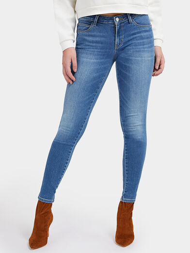 Blue jeans with logo patch - 1