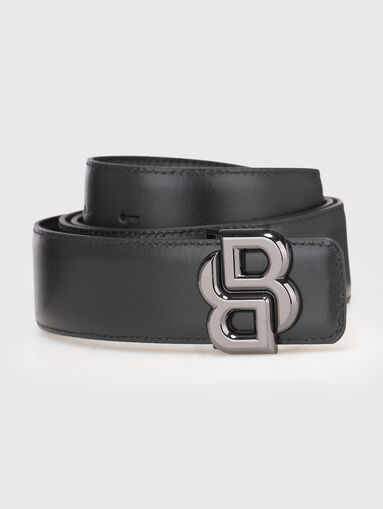 Leather belt with logo in black - 4