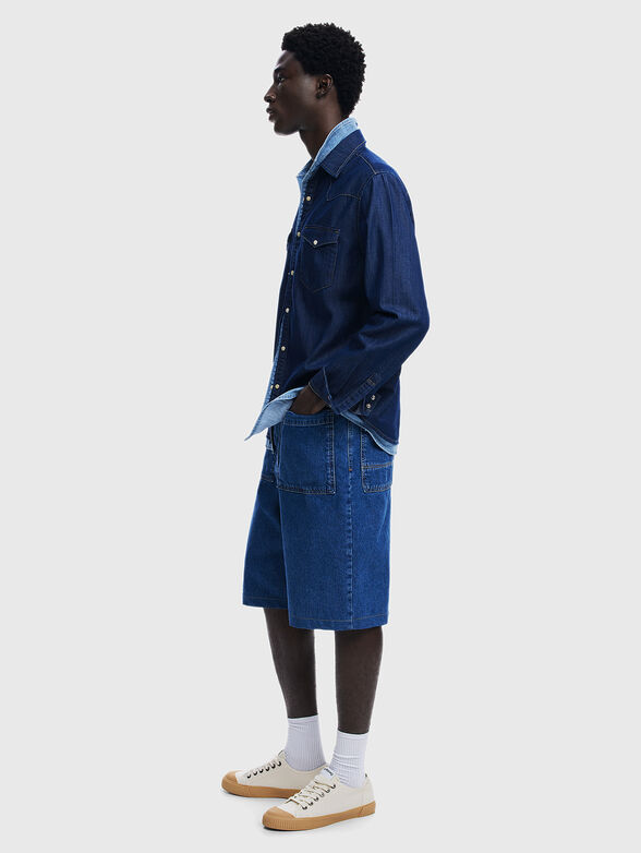Denim shirt with contrast collar  - 4