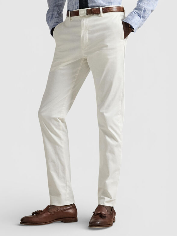 Straight cotton blend trousers - 1