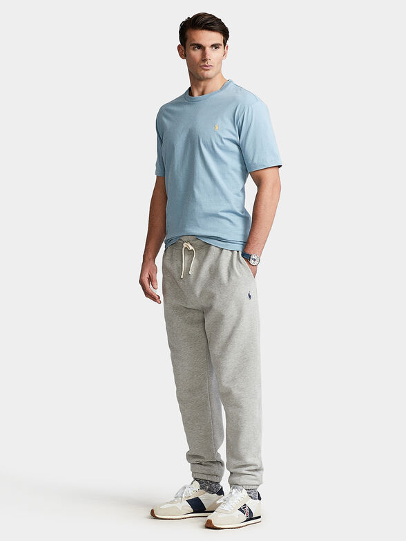 Blue T-shirt with logo embroidery - 1