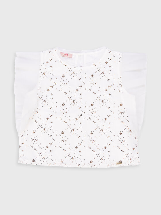 Бяла блуза с пайети - 1