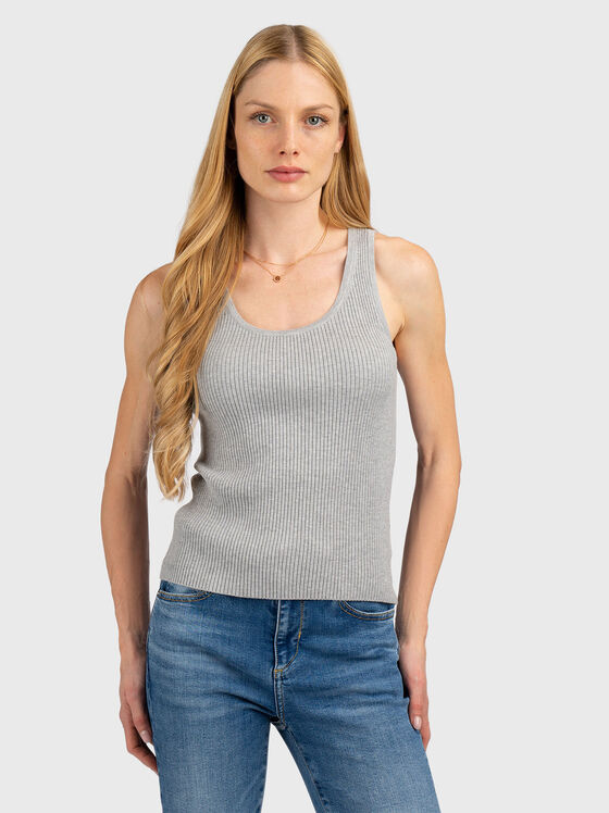 Ribbed viscose blend tank top - 1