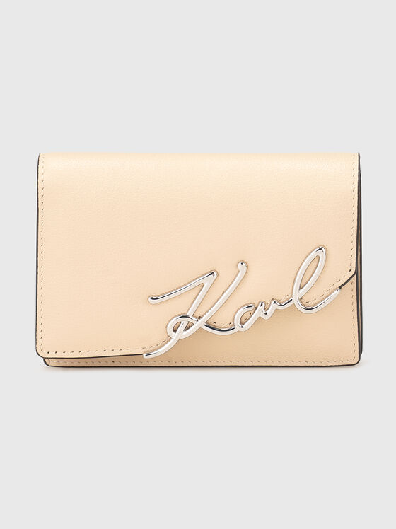 Кожено портмоне с лого детайл - 1