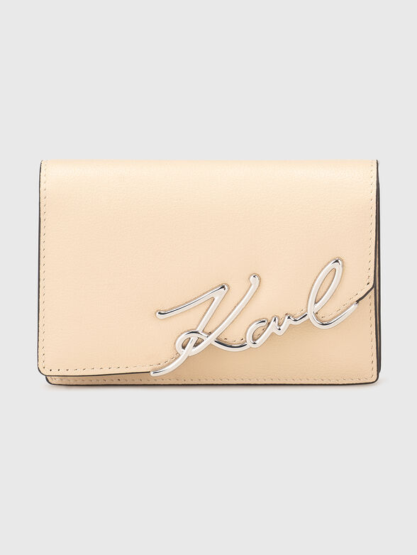 Leather wallet with gold logo - 1