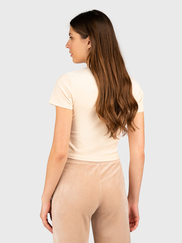 Velvet T-shirt with logo rhinestones - 3