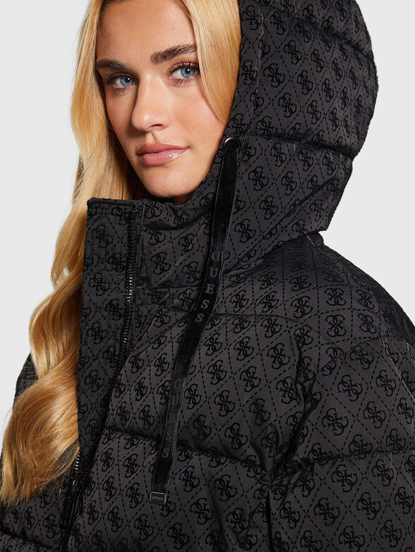 DAISY black puffer jacket with monogram print - 4