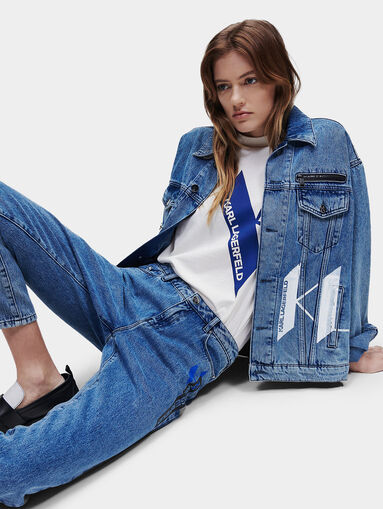 Denim jacket with logo print - 4