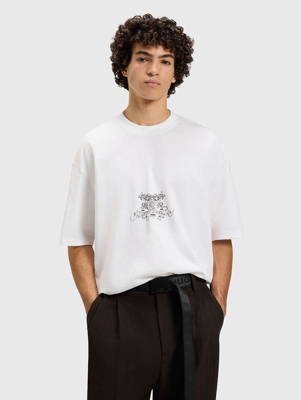 Cotton T-shirt with oval neckline - 1