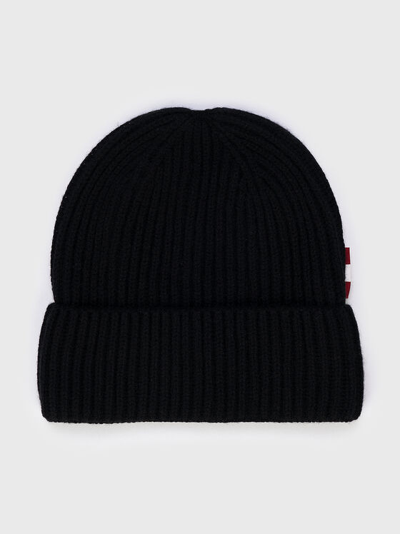 Черна плетена шапка от кашмир - 1