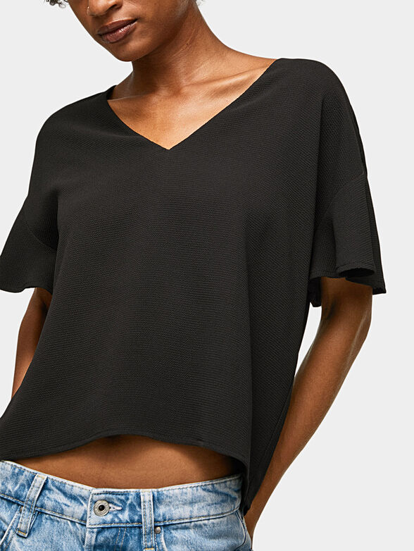 PENNY T-shirt with V-neckline in black color - 4