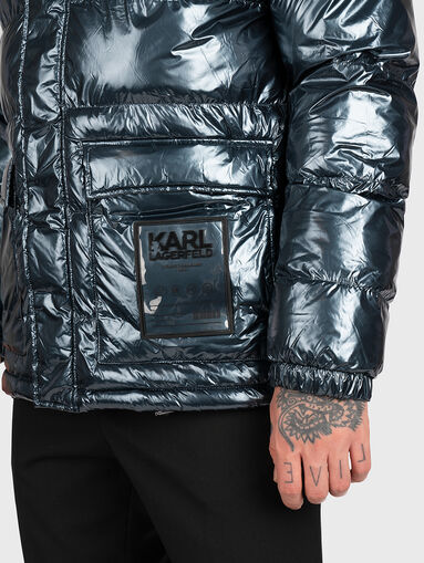 Padded hooded jacket with metallic effect - 4