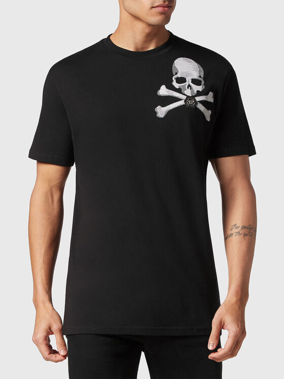 Черна тениска с принт SKULL & BONES - 1