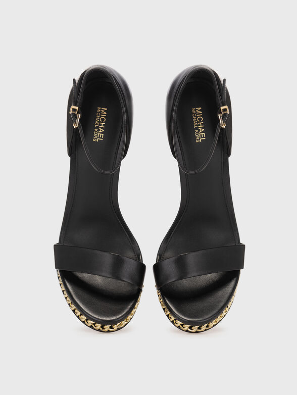 Black leather sandals with golden accent - 6