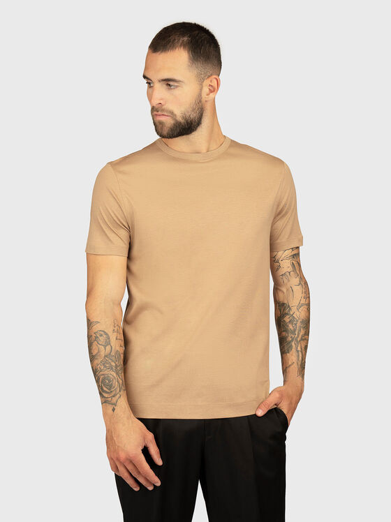 Cotton T-shirt with oval neckline - 1