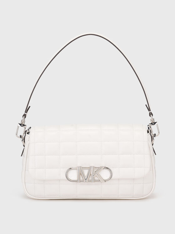 Quilted effect shoulder bag in leather - 1