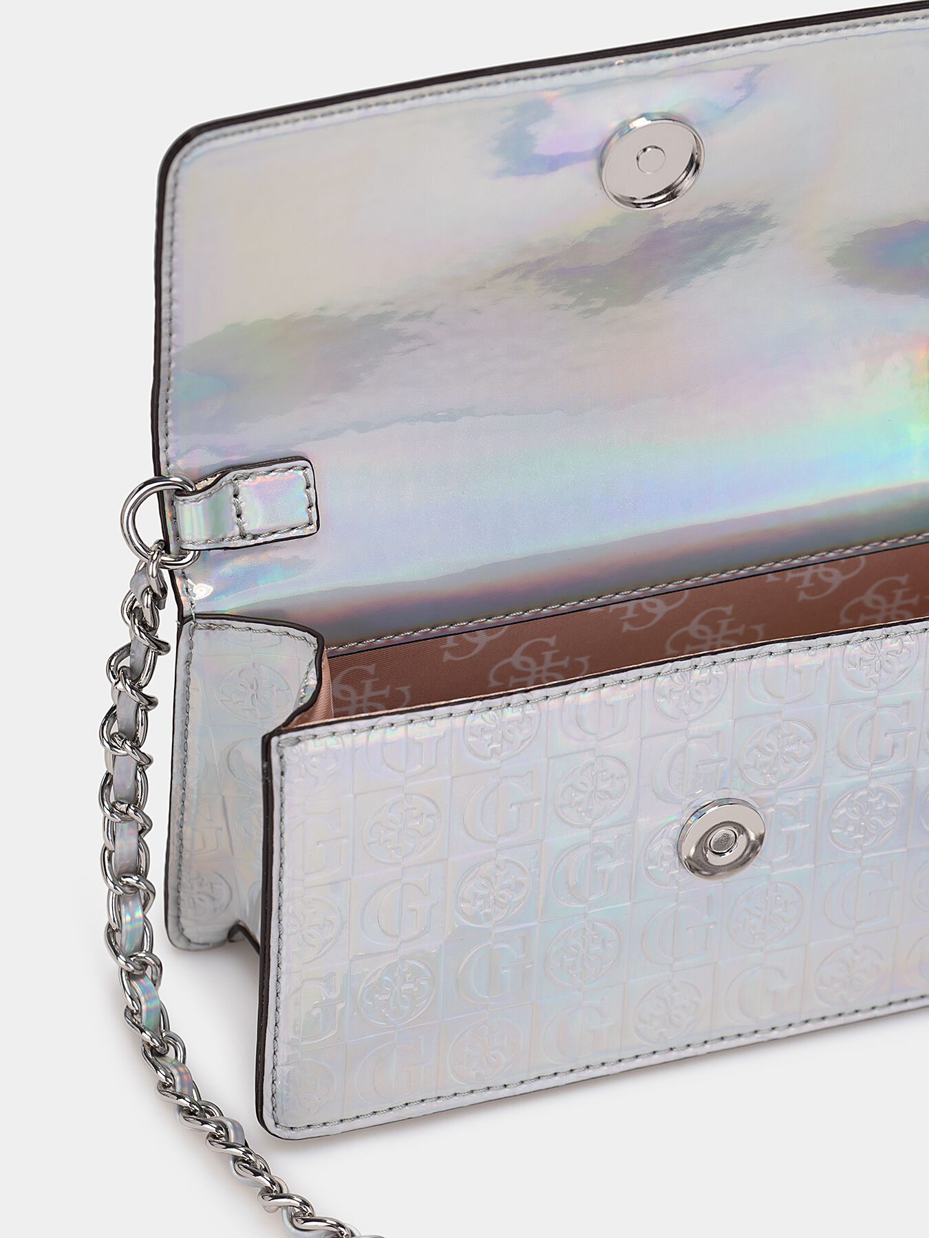 LEXI bag with holographic logo print brand GUESS Globalbrandsstore en