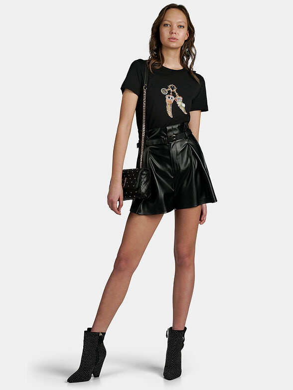 High waist faux leather shorts - 2
