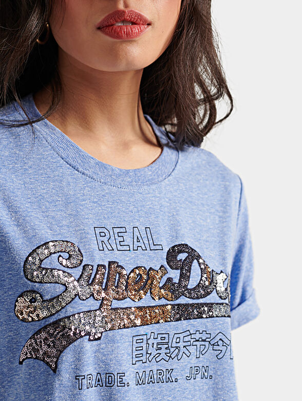 Blue T-shirt with sequins - 3