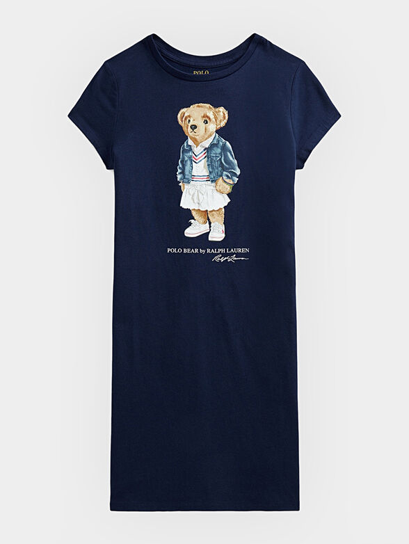 Dark blue dress with Polo Bear print - 1