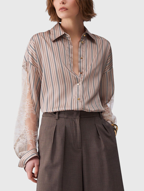 Striped shirt with lace details - 1