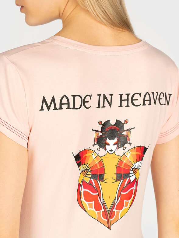 Pink T-shirt with print - 5
