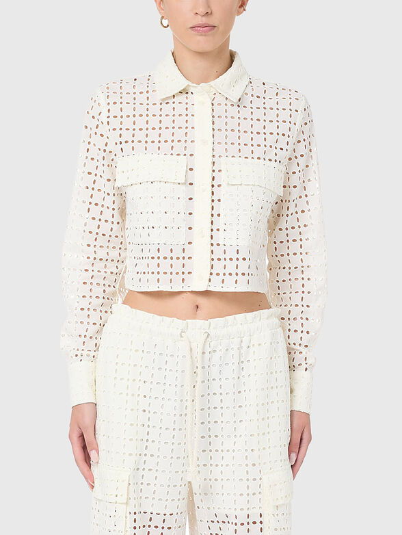 Cropped perforated shirt  - 0