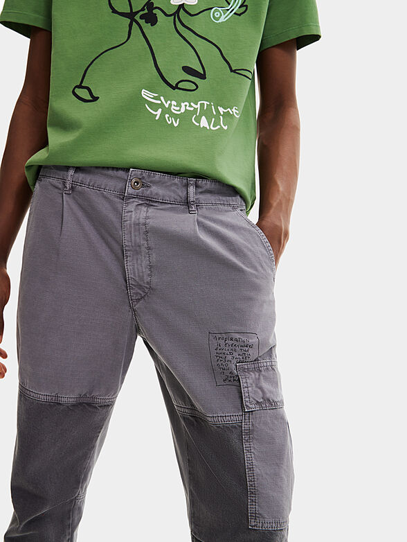 Cotton cargo trousers in green color - 3