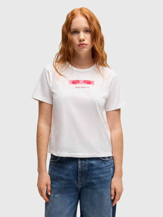 Cotton T-shirt with oval neckline - 1