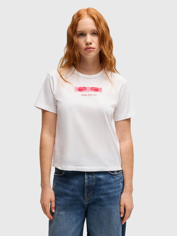 Cotton T-shirt with oval neckline - 1