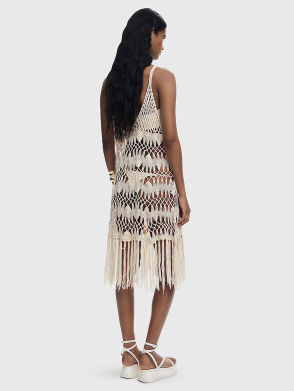 Beach dress with openwork knit and fringes - 2