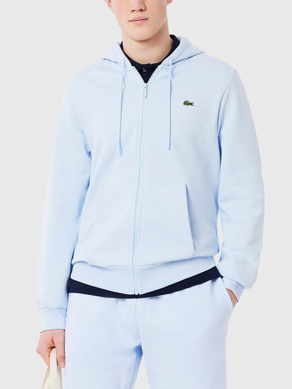 Cotton hooded sweatshirt in blue - 1