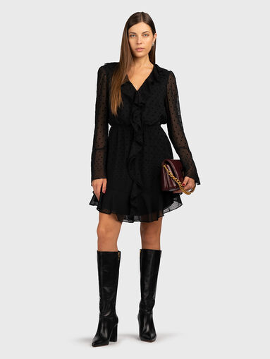 Black mini dress with sheer sleeves - 5