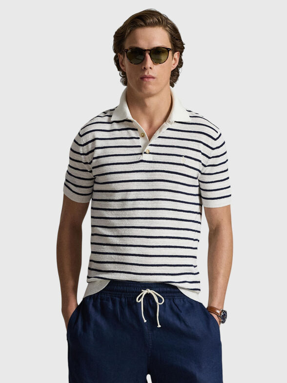 Striped short-sleeve polo shirt - 1