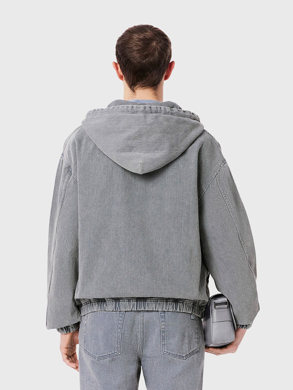 Denim jacket with hood and logo detail - 3