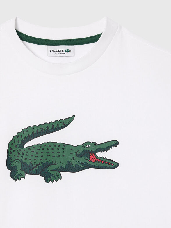 Blue cotton T-shirt with oval neckline - 4