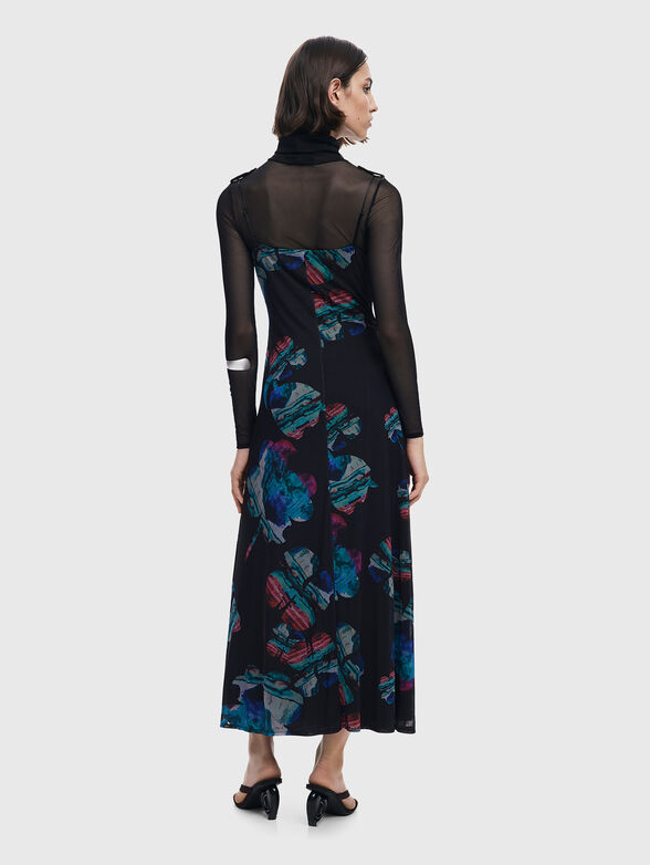 Midi dress with long sleeves and accent print - 2